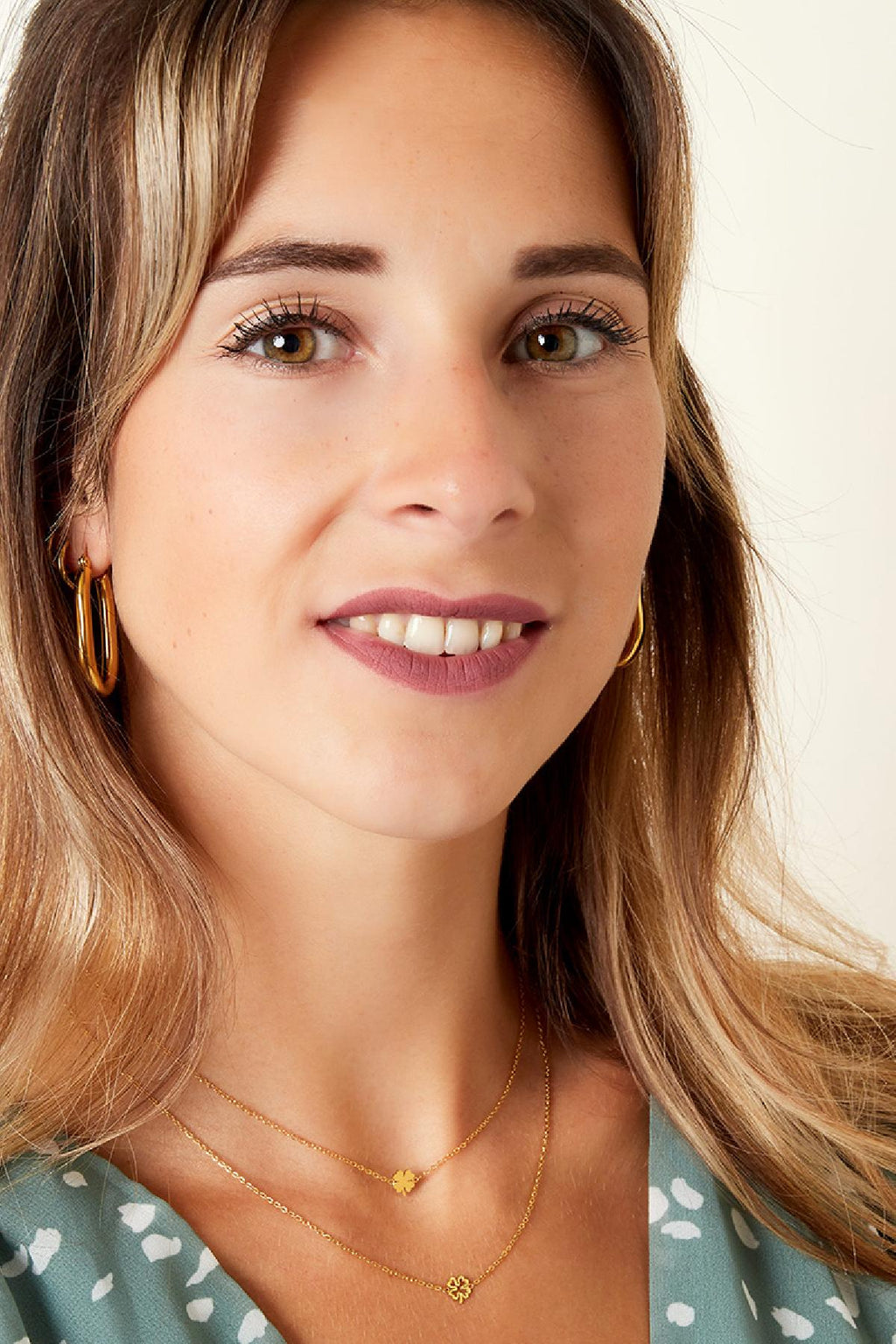 Trifoglio di collana in acciaio inossidabile Gold Stainless Steel