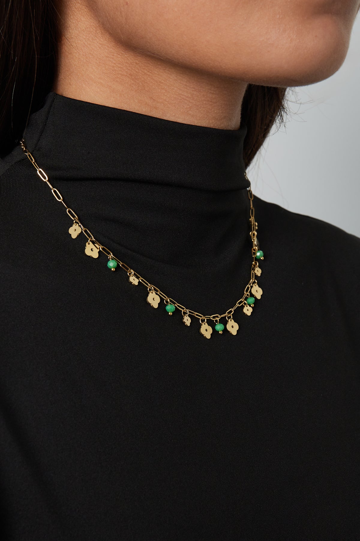 Collana trifoglio basic - Colore oro verde