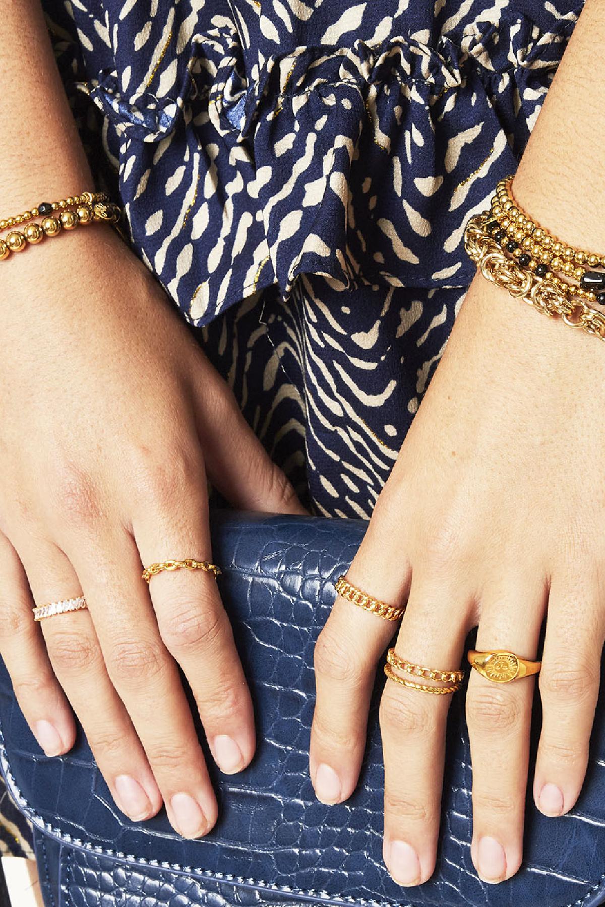 Bracciale Perle Grandi In Acciaio Inossidabile Colore oro-6MM