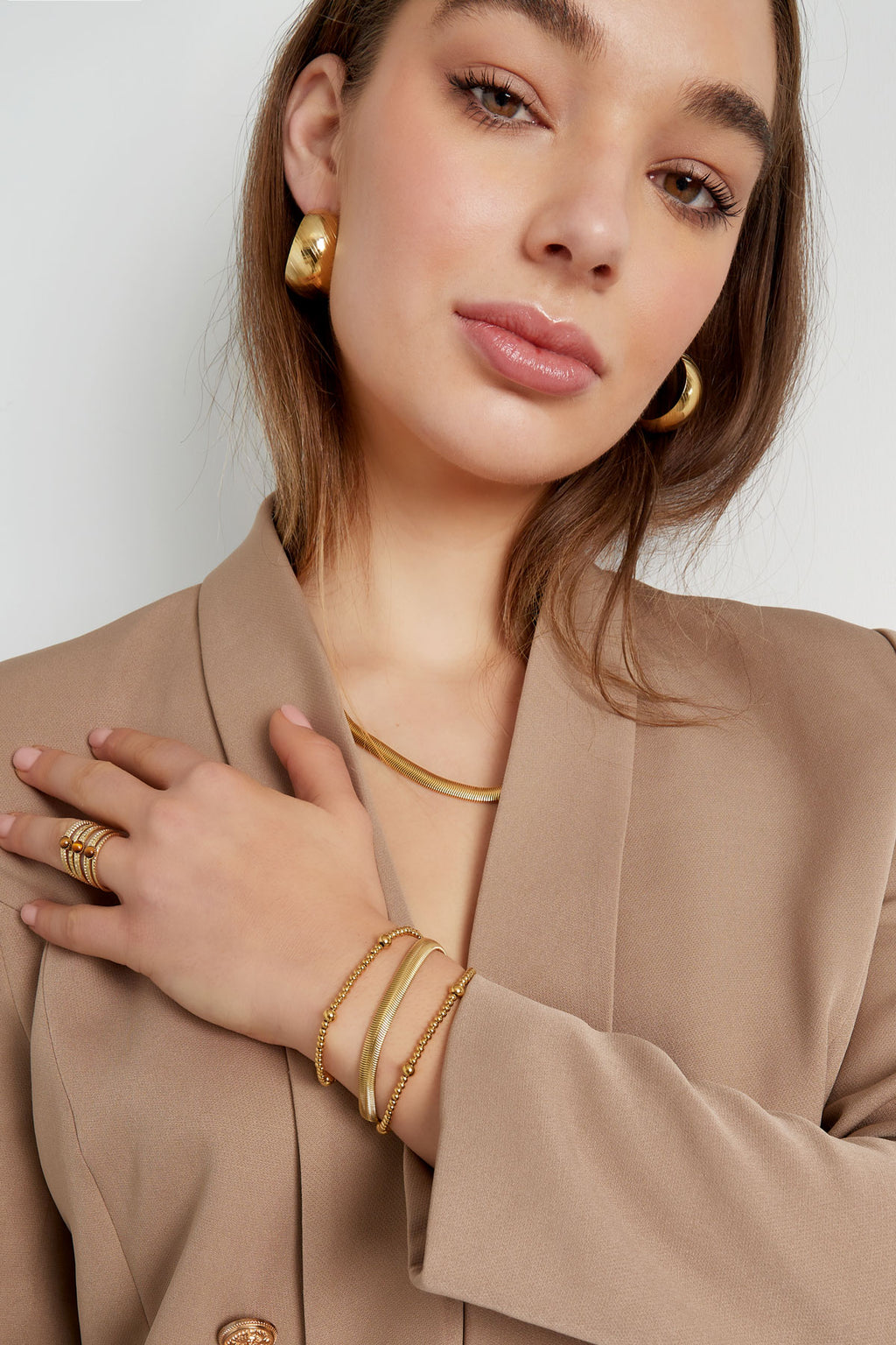 Bracciale Perline Gold Stainless Steel