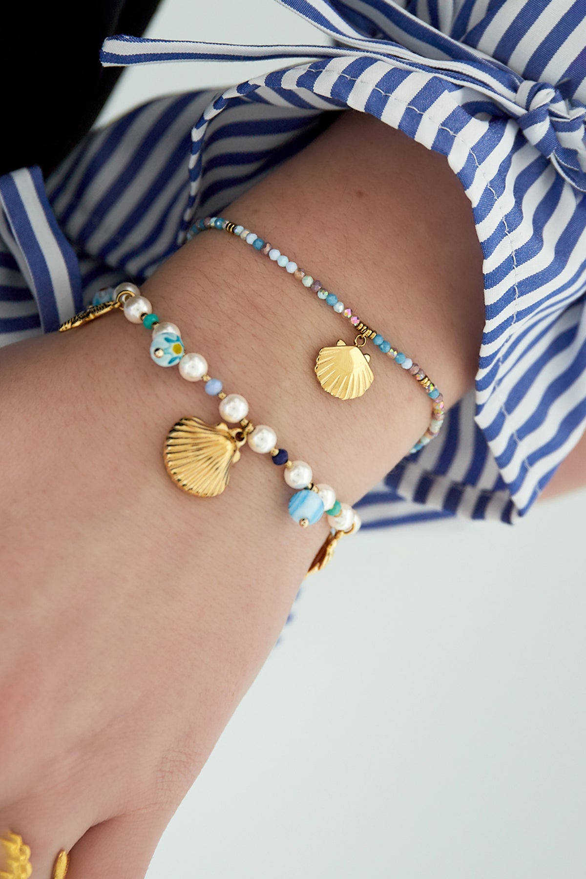 braccialetto di conchiglie colorate - Colore Oro blu