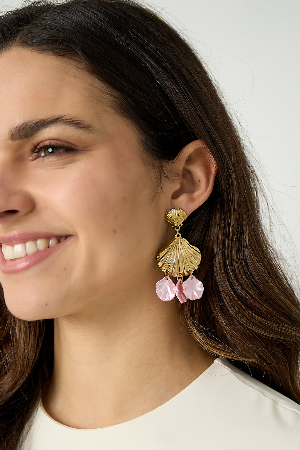 Orecchini pendenti in acciaio inossidabile con conchiglia, stile casual quotidiano, semplici, da donna