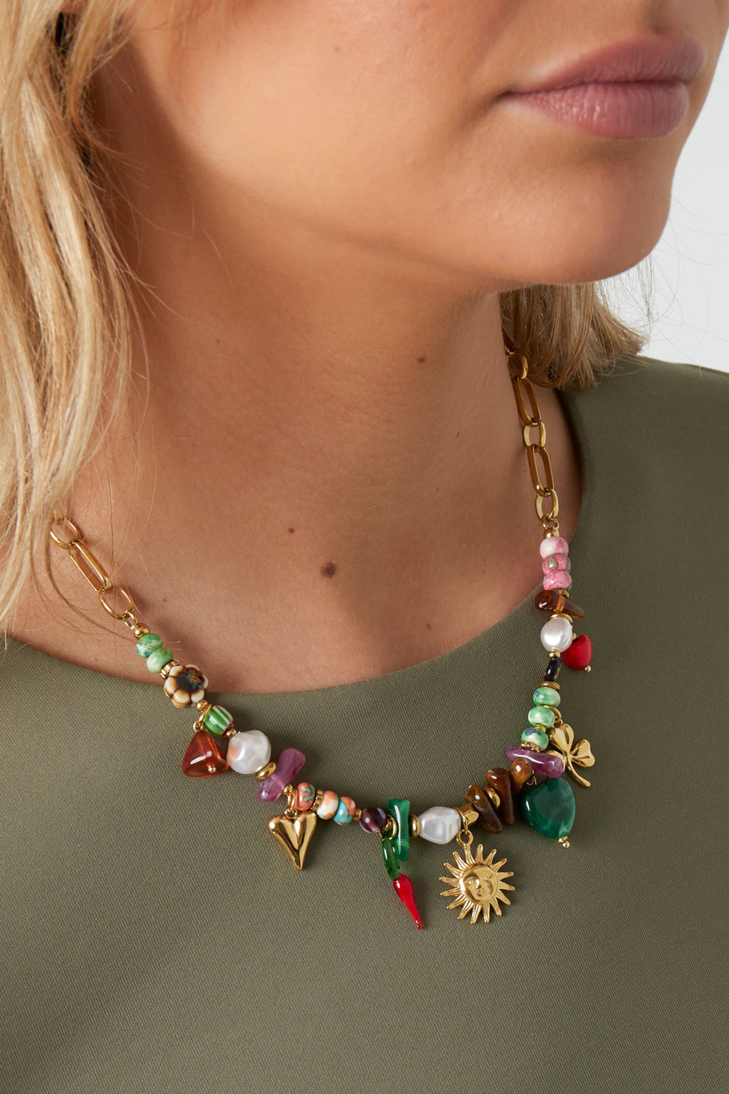 Collane di perline Cuore Sole Perline Casual Quotidiano Serie Etnica Gioielli da donna