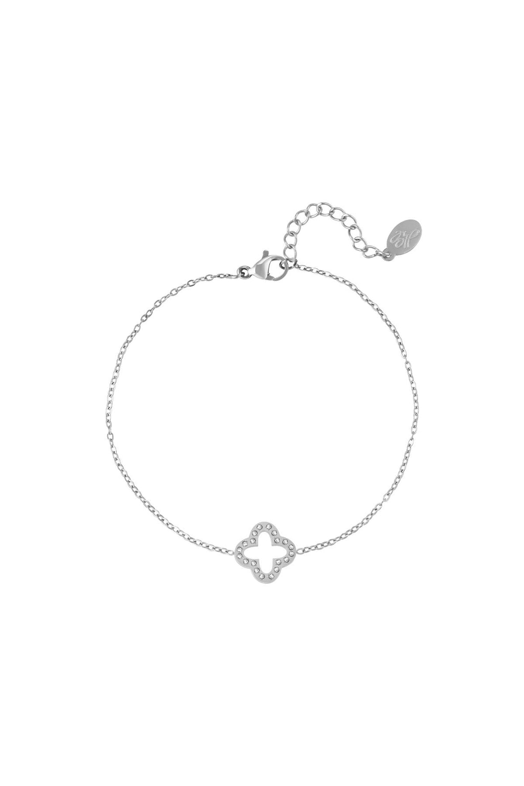 Bracciale trifoglio con pietre di zirconia Gold Stainless Steel