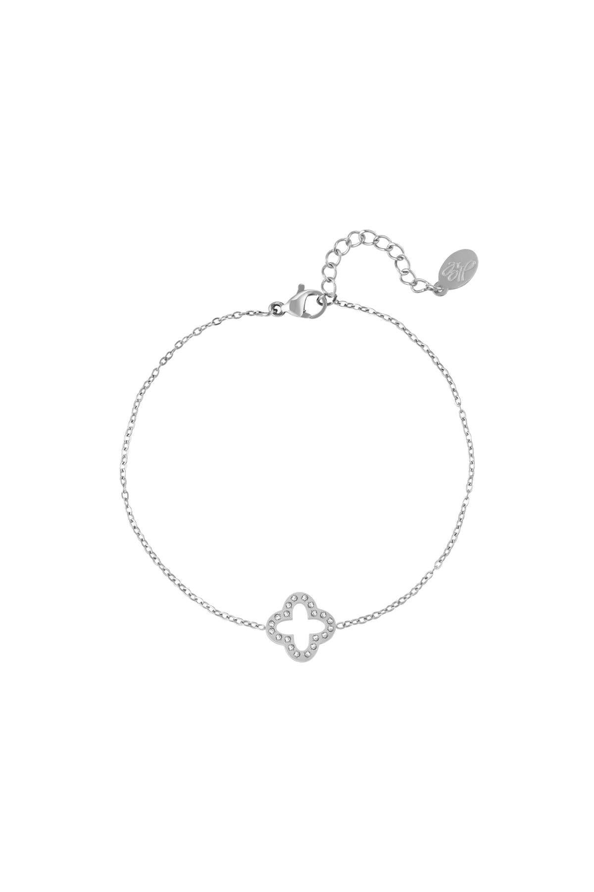 Bracciale trifoglio con pietre di zirconia Gold Stainless Steel