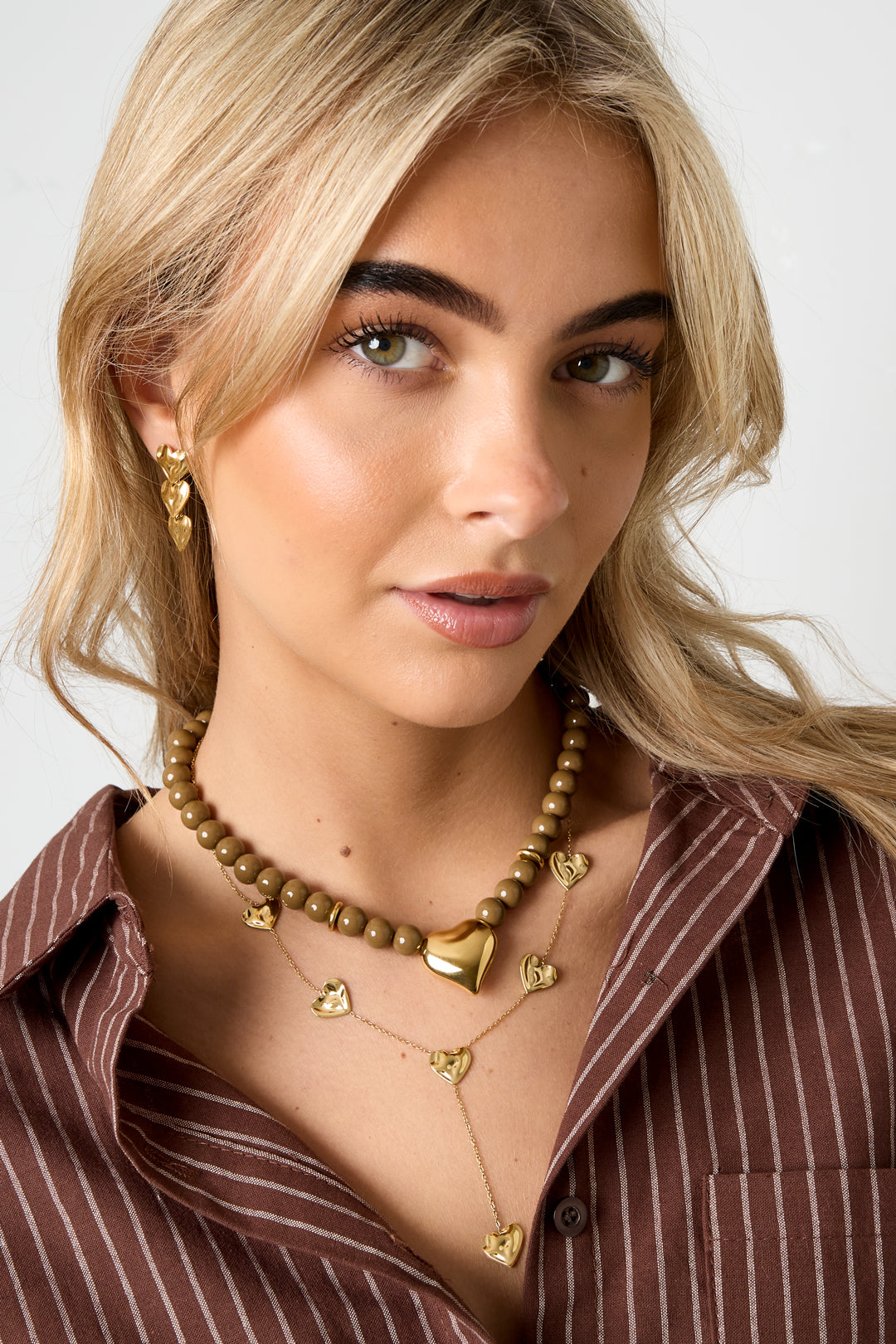 Collane con perline acriliche a forma di cuore, casual, quotidiane, semplici, gioielli da donna