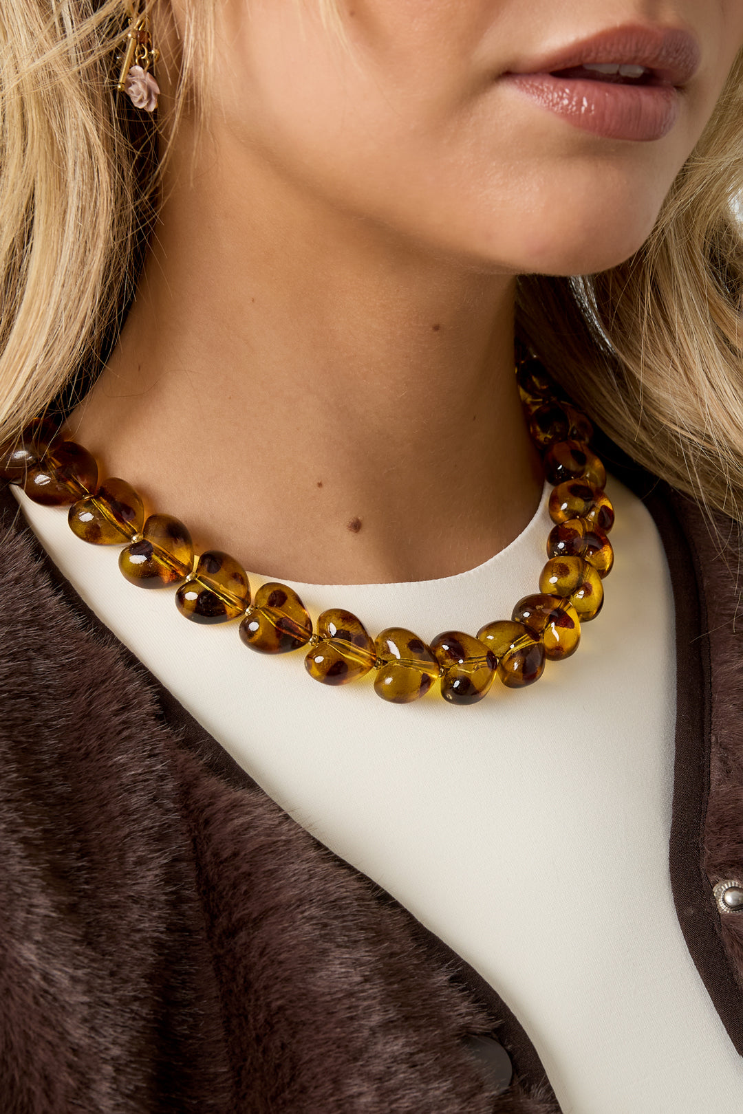 Collane con perline in acrilico, stampa leopardata, retrò, serie classica quotidiana, gioielli da donna