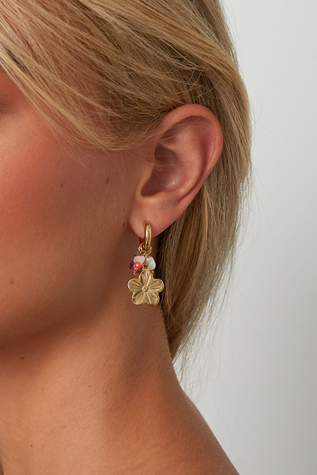 Orecchini pendenti in acciaio inossidabile, stile casual, semplici, da donna, serie "Fiore"