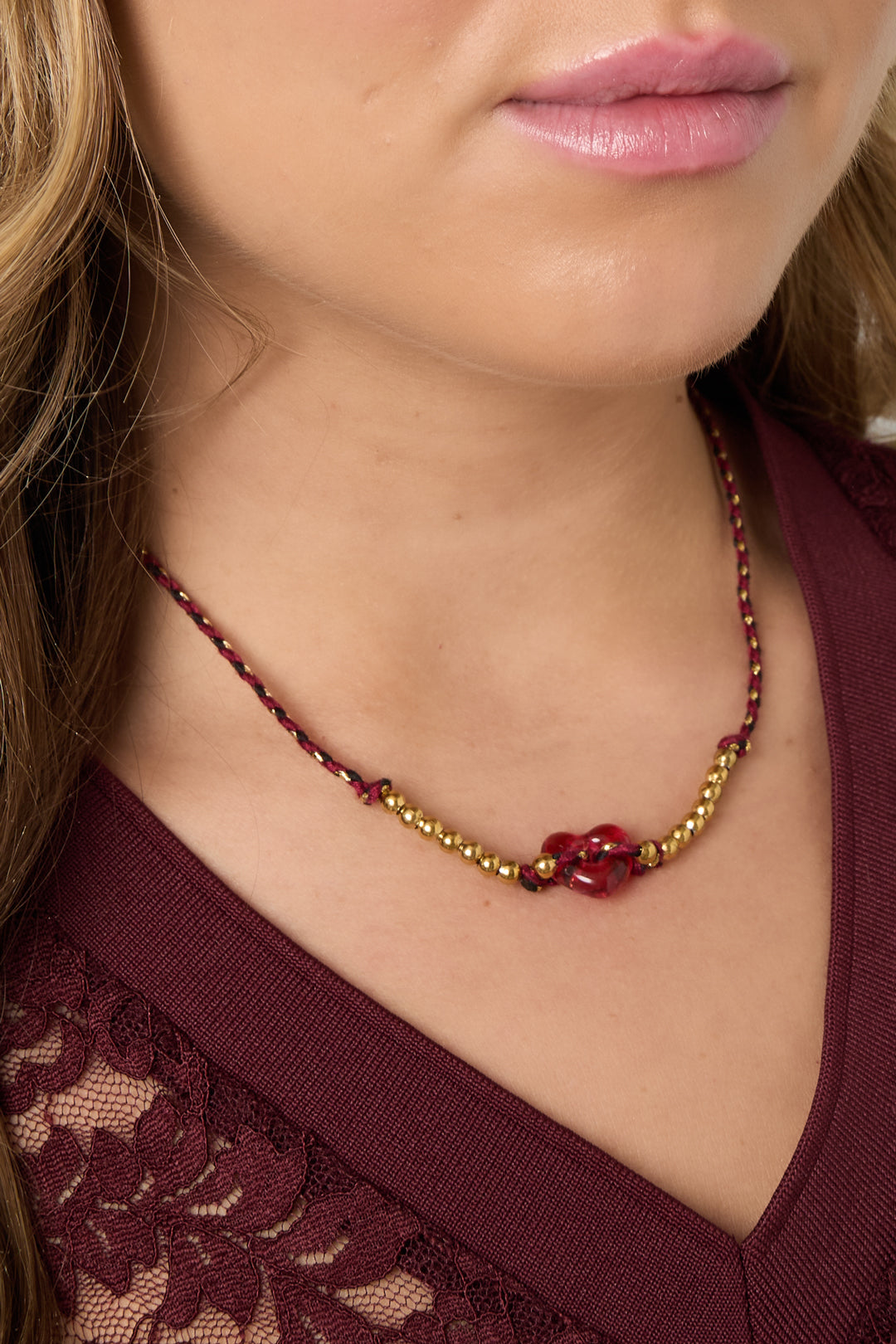 Collane con perline in poliestere, serie casual e semplice, gioielli da donna