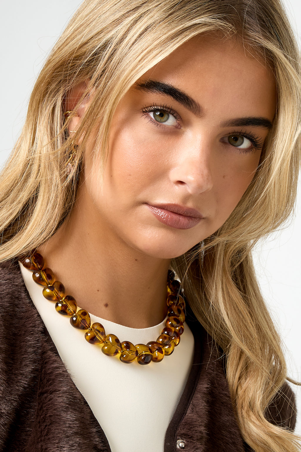 Collane con perline in acrilico, stampa leopardata, retrò, serie classica quotidiana, gioielli da donna