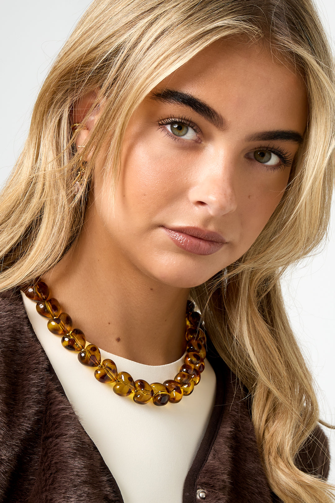 Collane con perline in acrilico, stampa leopardata, retrò, serie classica quotidiana, gioielli da donna