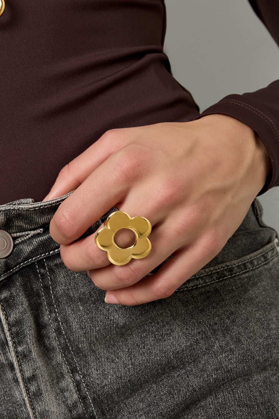 Anelli in acciaio inossidabile con fiori, casual, semplici, da indossare tutti i giorni, gioielli da donna