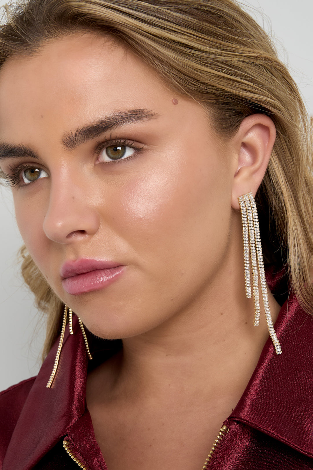 Orecchini pendenti in rame, geometrici, eleganti, lussuosi, serie di gioielli da donna.