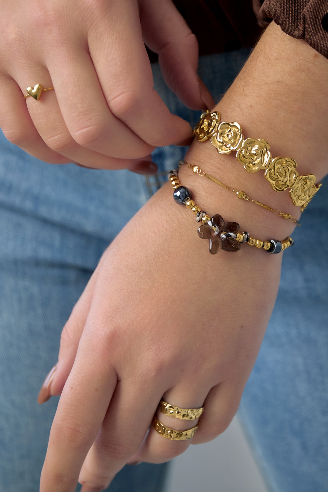 Braccialetti con polsino in acciaio inossidabile, serie semplice casual quotidiana, gioielli da donna