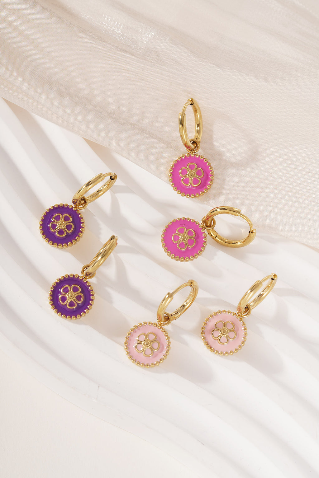 Orecchini pendenti in acciaio inossidabile, stile casual, semplici, da donna, stile fiore