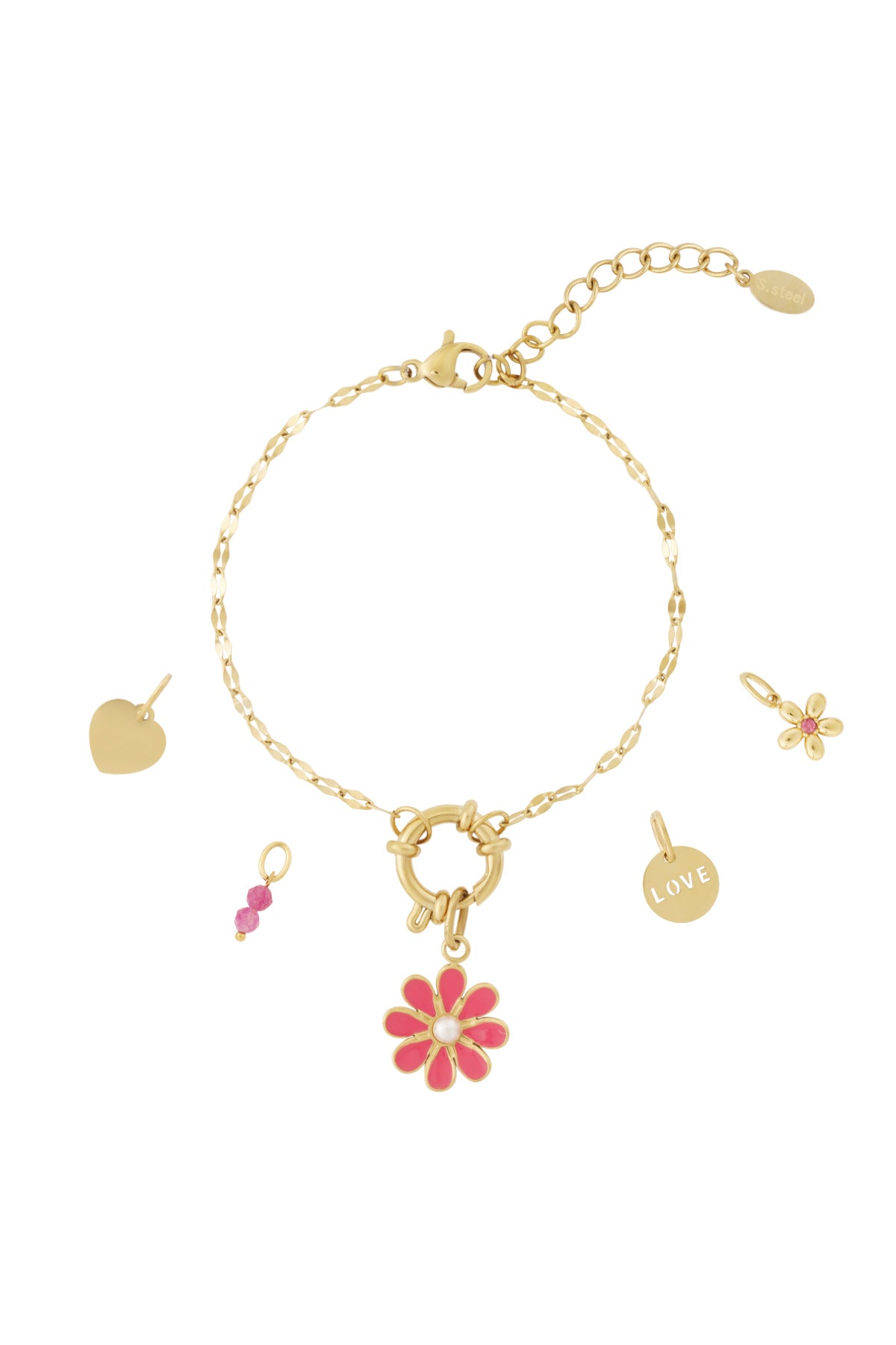 Braccialetto fai da te con fiori rossi