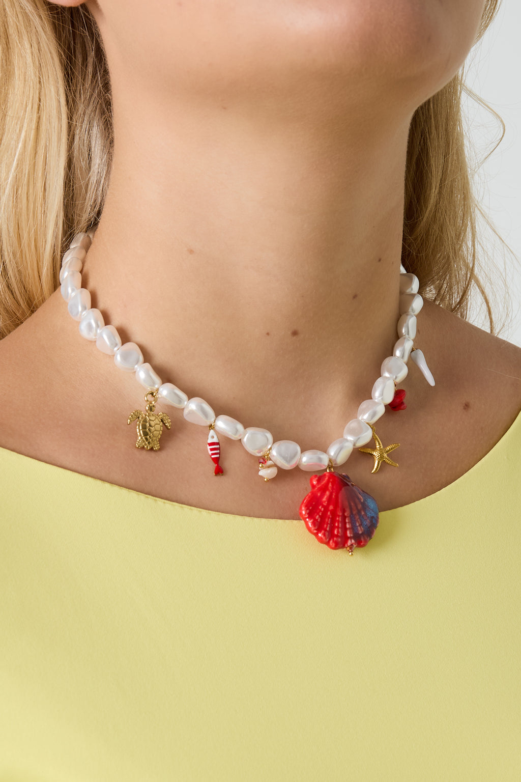 Collane di perle artificiali con perline, stile tartaruga, casual, per vacanze/spiaggia, semplici, da donna