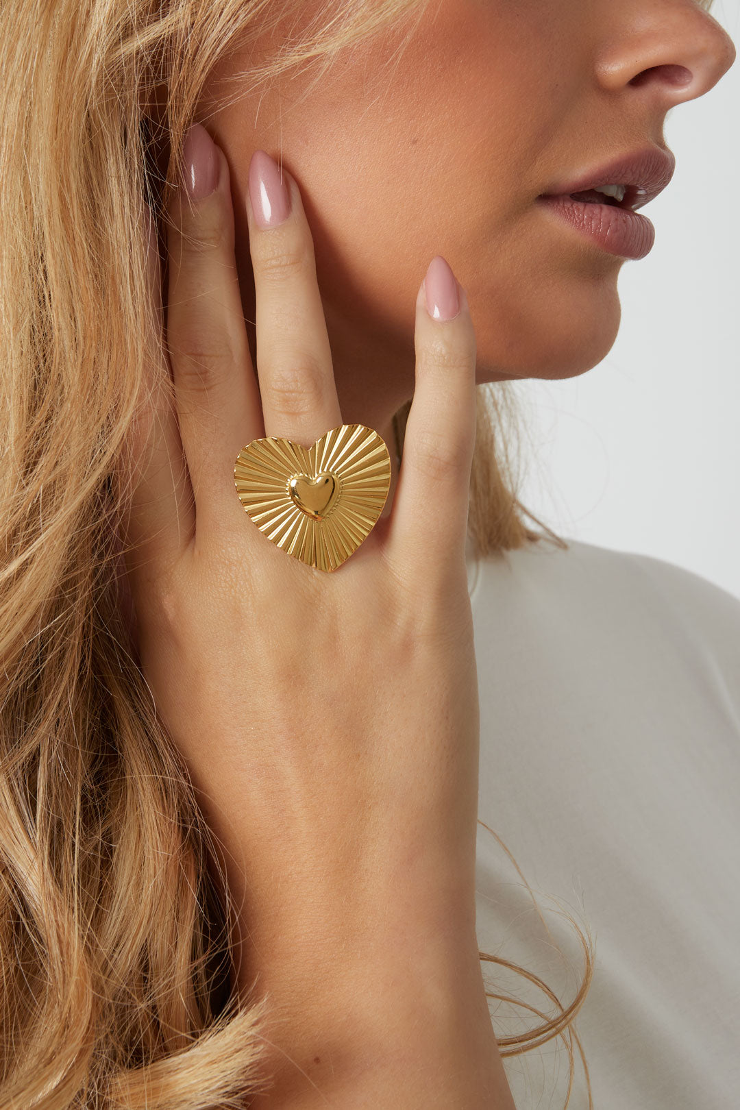 Anelli in acciaio inossidabile con cuore, casual, quotidiani, semplici, gioielli da donna