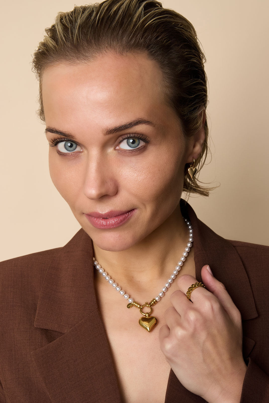 Collane di perline, perline a cuore, casual, quotidiane, semplici, serie di gioielli da donna