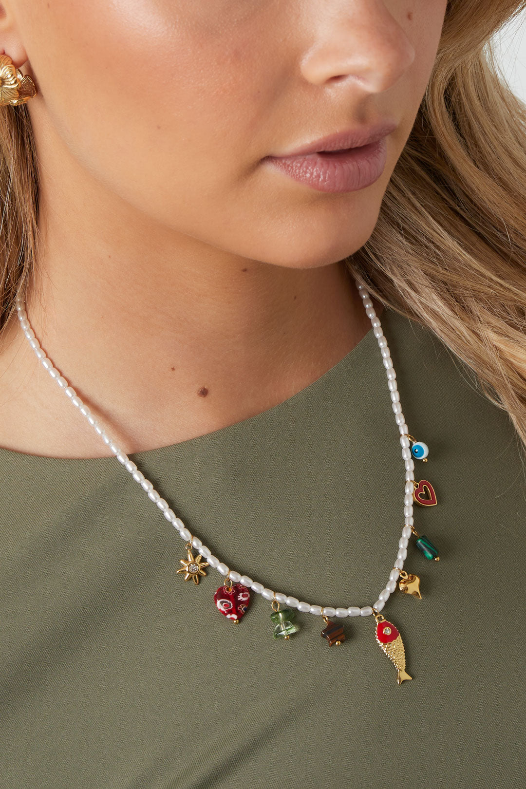 Collane con perline in acciaio inossidabile, serie romantica casual per vacanze/spiaggia, gioielli da donna